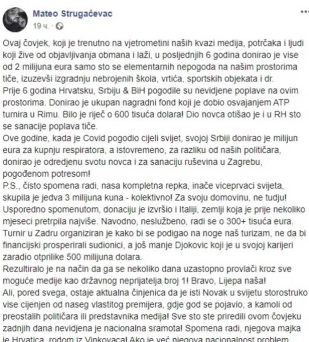 Status jednog Hrvata o Novaku Đokoviću