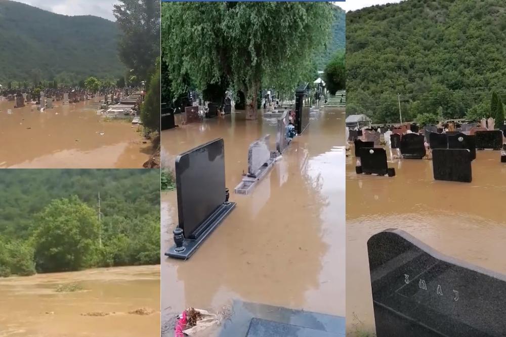 U PROKUPLJU NE PLIVAJU SAMO LJUDI, PLIVA GROBLJE! Neko je ušao unutra i snimio šta je voda uradila, HOROR! (VIDEO)