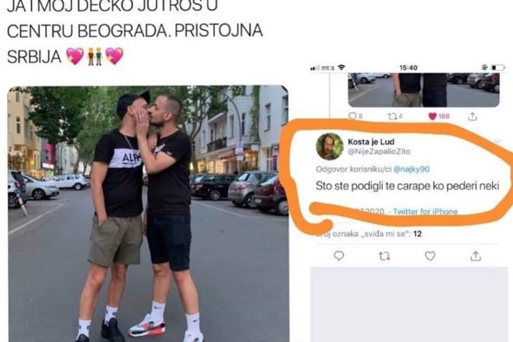 SRBIN JE OBJAVIO FOTKU SA DEČKOM KAKO SE LJUBE U CENTRU BEOGRADA: Komentar jednog tviteraša je POBEDIO! (FOTO)