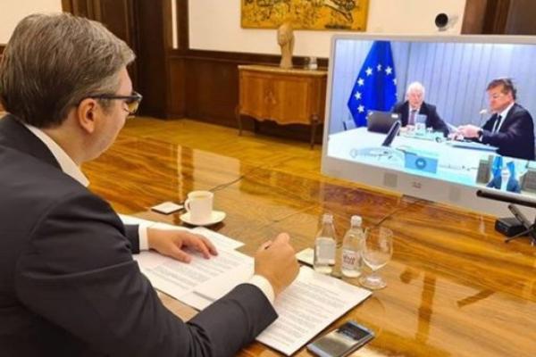 VUČIĆ DANAS SA HOTIJEM O DIJALOGU BEOGRADA I PRIŠTINE: Počela video-konferencija pod pokroviteljstvom EU