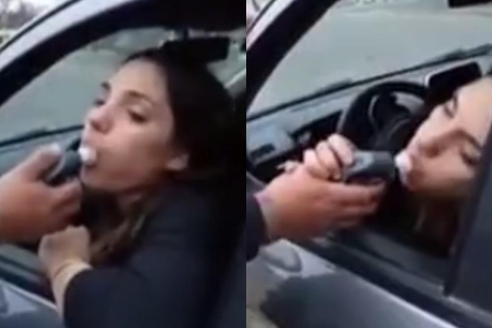 CRNA DEVOJKO, ŠTA TO RADIŠ? Policajac je zaustavio i dao joj da duva u alko-test, a ona... (VIDEO)