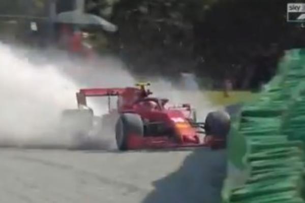 TEŽAK INCIDENT U FORMULI 1: Vozač Ferarija se zakucao u zaštitnu ogradu, trka odmah prekinuta! (VIDEO)