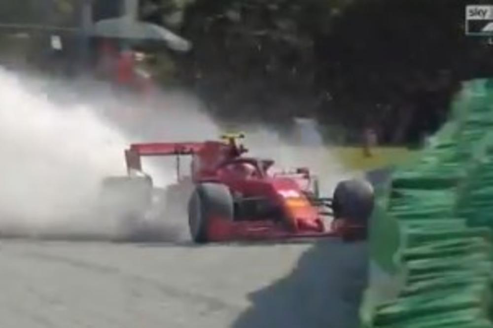 TEŽAK INCIDENT U FORMULI 1: Vozač Ferarija se zakucao u zaštitnu ogradu, trka odmah prekinuta! (VIDEO)