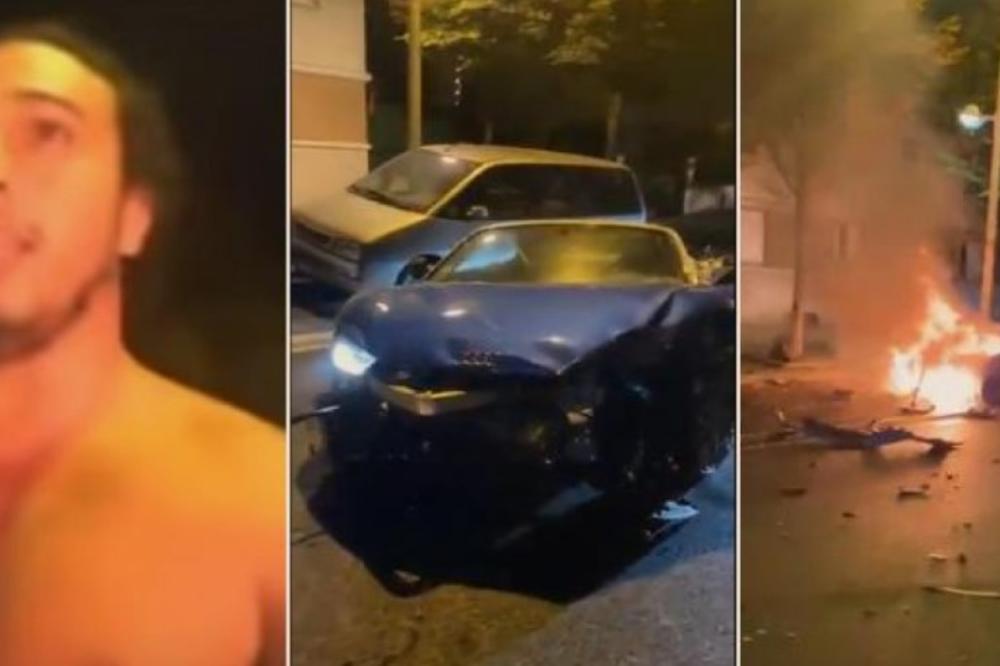 IZNAJMIO JE AUDIO R8, SMRSKAO 13 PARKIRANIH VOZILA, PA SE ZAPALIO: Na kraju se snimio ovaj KLIP i ODAO SE! (VIDEO)