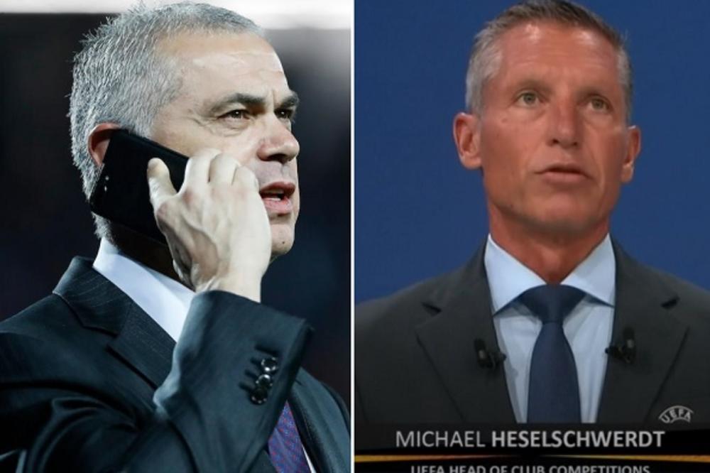 TERZIĆ ZA STOLOM SA ČOVEKOM KOJI VODI UEFA ŽREB: Grobari dele ovu fotku kao ludi - na pomolu veliki skandal! (FOTO)