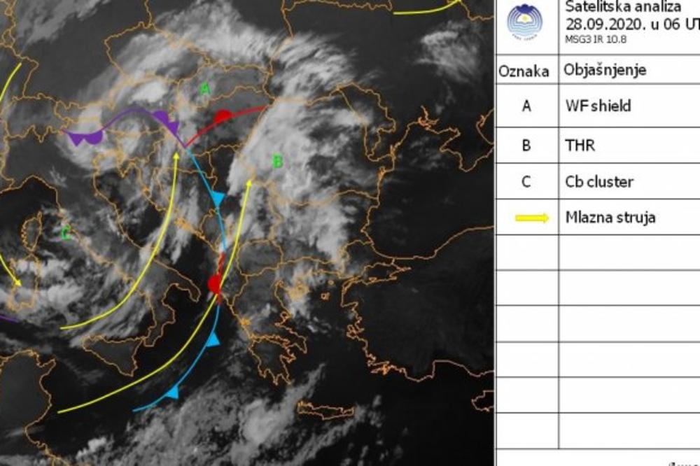 PRIPAZITE! U NAREDNA 2 SATA MOGUĆ OLUJNI VETAR, JAK PLJUSAK I GRMLJAVINA! Na snazi ŽUTI METEOALARM!