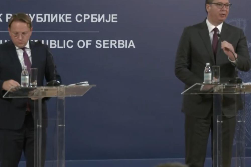 VUČIĆ SE SASTAO SA EVROPSKIM KOMESAROM ZA PROŠIRENJE: Zahvalan sam EU na ekonomskoj pomoći (VIDEO)