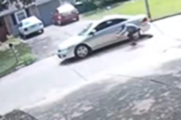 ŠOK U MIRNOM NASELJU, ČOVEKA KOJI JE BEŽAO OD PSA - SAČEKALO OVO! Od udarca se prevrnuo i odleteo (VIDEO)