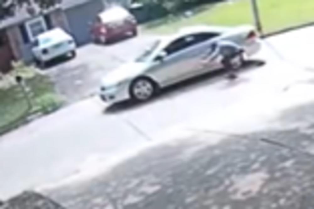 ŠOK U MIRNOM NASELJU, ČOVEKA KOJI JE BEŽAO OD PSA - SAČEKALO OVO! Od udarca se prevrnuo i odleteo (VIDEO)