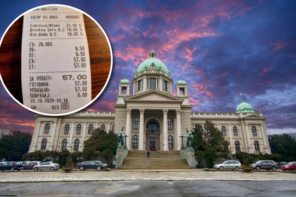 NOVI RAČUN IZ SKUPŠTINSKOG RESTORANA ŠOKIRAO JAVNOST: Šta mislite, koliko košta espreso, sok i mineralna voda? FOTO