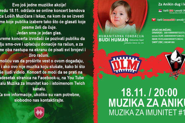 POMOZIMO ANIKI: Deca Loših Muzičara i Iskaz sviraju za bolesnu devojčicu