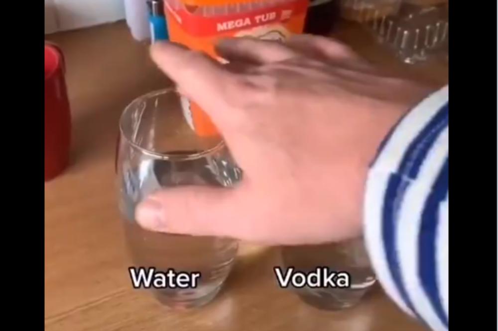 JEDNU ČAŠU JE NAPUNIO VODOM, A DRUGU VOTKOM: Ono što je usledilo je bilo potpuno NEOČEKIVANO! (VIDEO)