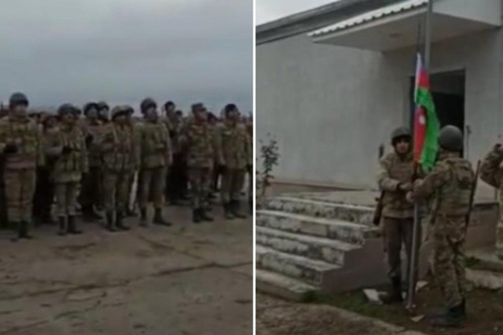 HIMNA AZERBEJDŽANA U NAGORNO-KARABAHU: Vojnici podigli zastavu svoje zemlje u Agdamu! (VIDEO)