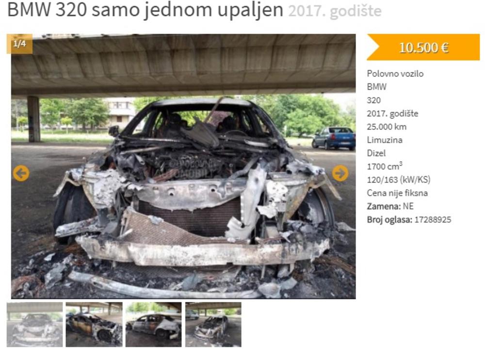 Automobil koji je osvanuo u oglasima za tričavih 10.000, ima samo jednu manu - spaljen je