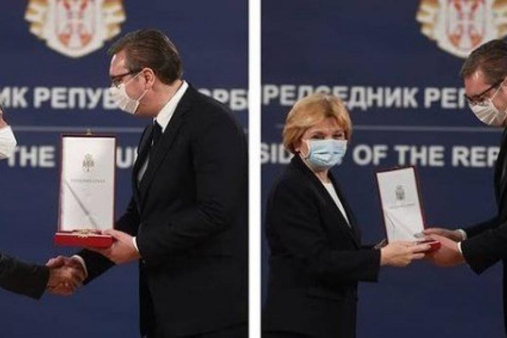 VUČIĆ URUČIO ODLIKOVANJA LEKARIMA I NEMEDICISKOM OSOBLJU ZA ZASLUGE PROTIV KORONE: Evo ko je sve NAGRAĐEN!