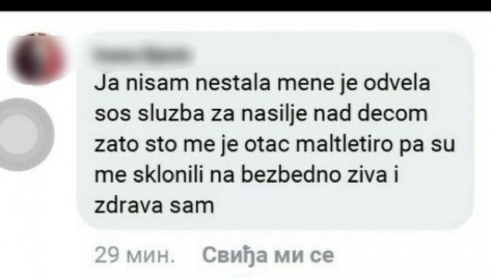 Poruka koju je objavila Ivana Đ.