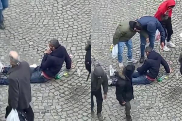 DRAMA KOD ZELENOG VENCA: Čovek leži, krv se sliva, ljude se okupili oko njega, SVE SNIMLJENO (VIDEO)