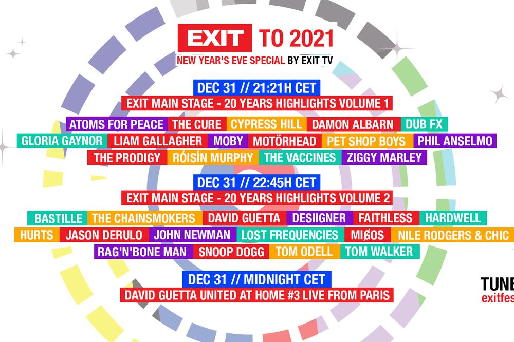 Cypressi, Snoop i Hardwell pojačavaju Exitov novogodišnji program: Specijalan set Davida Guette tačno u ponoć!