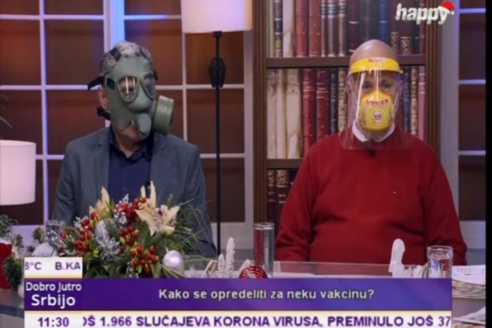 DA LI PREPOZNAJETE OVE LJUDE? Voditeljka skočila, u jutarnjem programu se pojavili SA GAS MASKOM I VIZIROM! (FOTO)