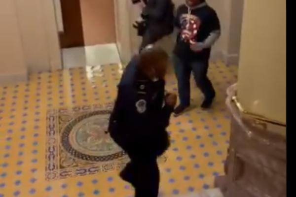 UŽAS, SCENA KAO U 19. VEKU: Upali sa zastavama KONFEDERACIJE i jure CRNCA policajca po stepenicama Kapitola (VIDEO)