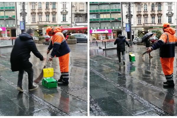 RADNIKU GRADSKE ČISTOĆE PONOVO OTETA METLA U CENTRU BEOGRADA! Snimljen je ceo događaj! (VIDEO)