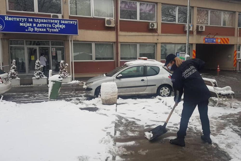VI STE PONOS NAŠEG GRADA! Pripadnici Komunalne milicije očistili prilaze bolnicama u Beogradu! (FOTO)