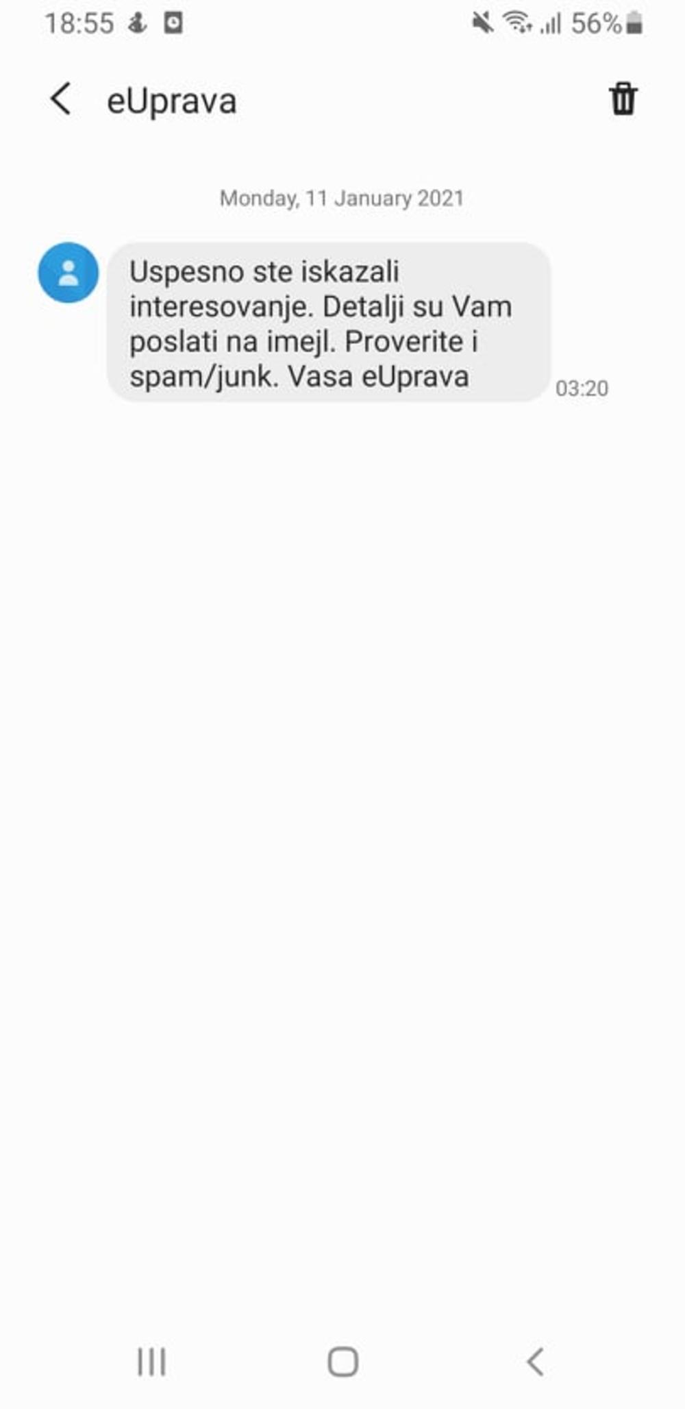 Prijava, Vakcina, Koronavirus, Poruka