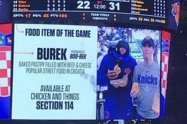 ŠOK NA NBA UTAKMICI: HRVATI mrtvi ladni reklamirali BUREK kao da je NJIHOV! (FOTO)