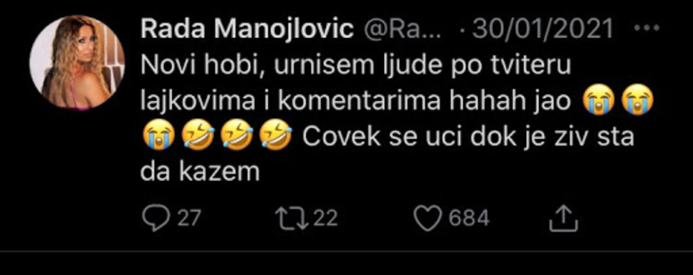 Rada Manojlović tviter