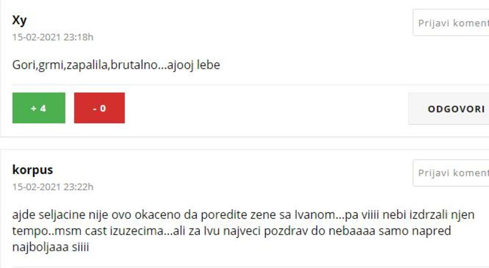 Ivana Španović, Komentari