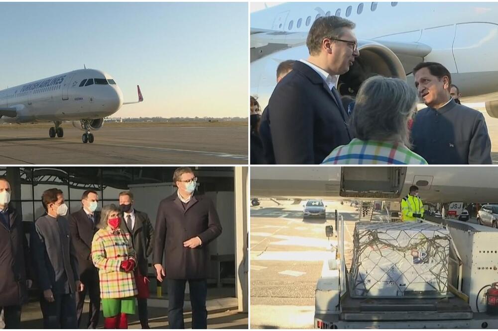 SRBIJA IMA 4 VAKCINE PROTIV KORONE! Vučić na aerodromu dočekao 150.000 doza ASTRAZENEKINOG cepiva!