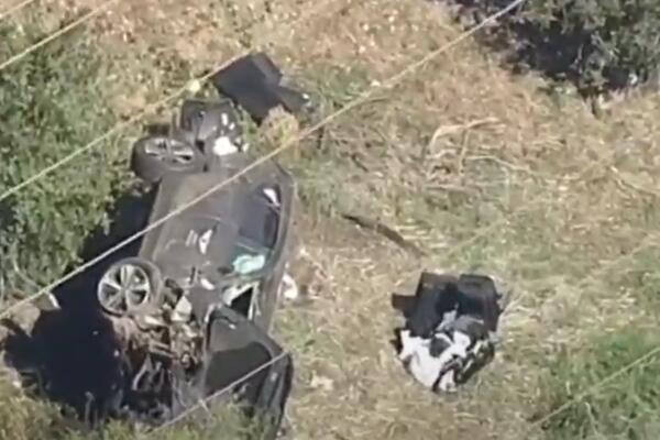 POJAVIO SE PRVI SNIMAK UŽASNE VUDSOVE NESREĆE: Auto mu je smrskan, uopšte nije naivno