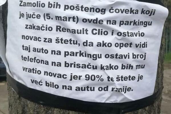 SRBIJU ODUŠEVILA PORUKA NA DRVETU: Zakačio je na parkingu, a onda je usledio neverovatan odgovor!