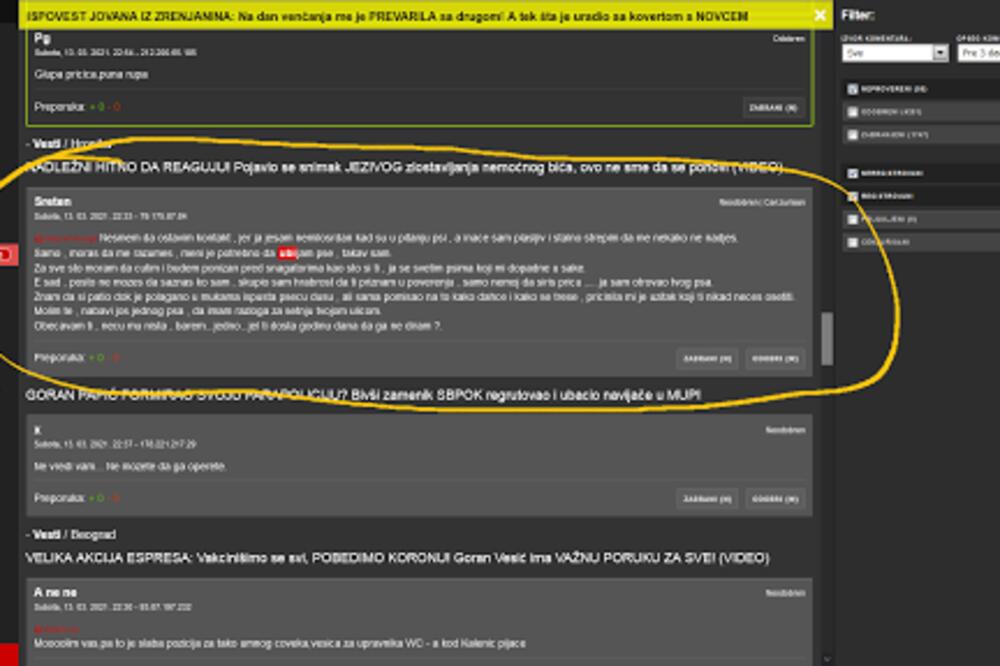 MENI JE POTREBNO DA UBIJAM PSE, TAKAV SAM: Stigao nam je MONSTRUOZAN komentar!