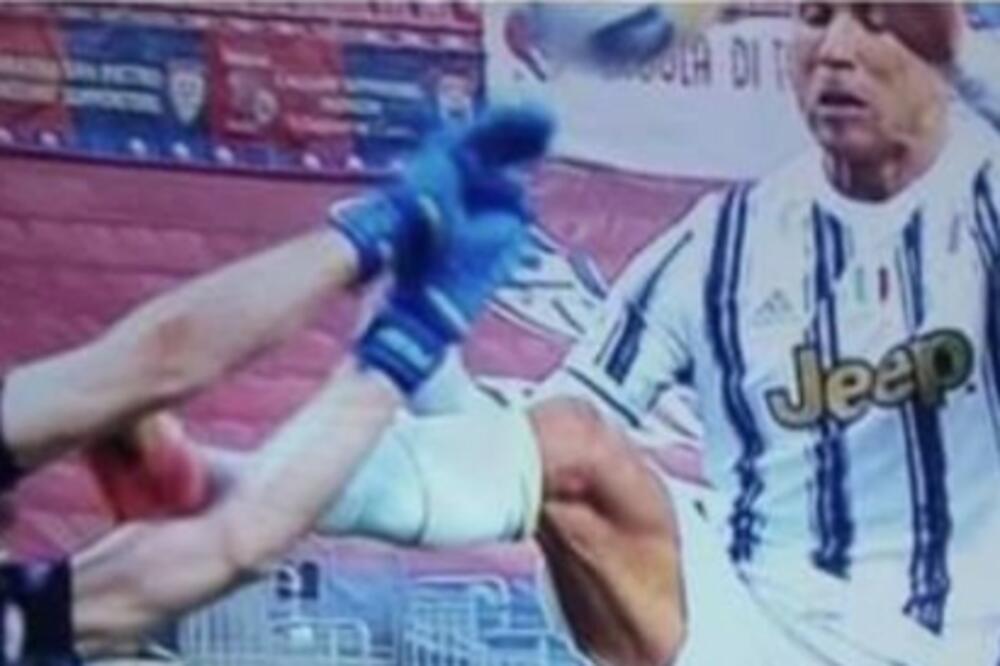 RONALDO OTVORENIM ĐONOM NOKAUTIRAO GOLMANA! A za to nije dobio crveni karton, iako je zaslužio