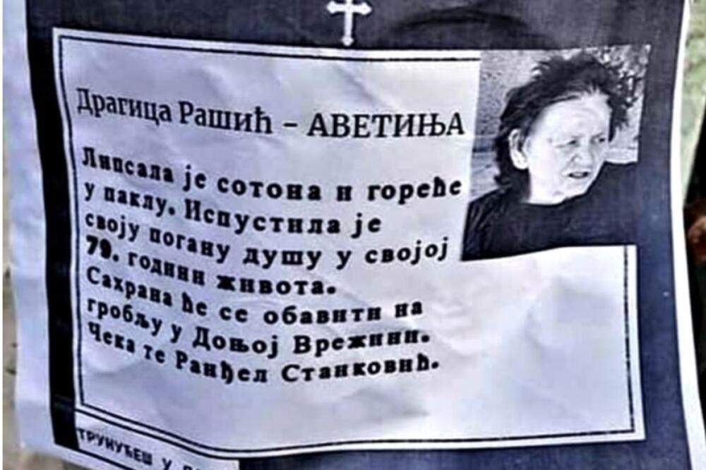 BAKU IZ NIŠA ŽIVU SAHRANILI: Na smrtovnici je nazvali pogrdnim imenom, ovo niko nije zaslužio, SRAMOTA!