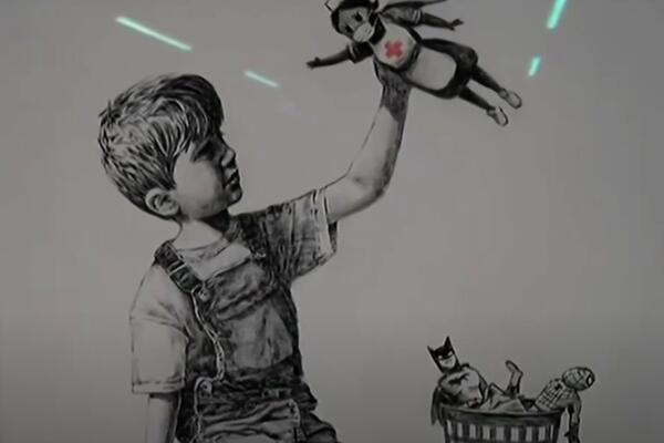 PRELEPO! BANKSIJEVO DELO PRODATO NA AUKCIJI ZA 20 MILIONA EVRA: Novac namenjen ZDRAVSTVU (FOTO/VIDEO)