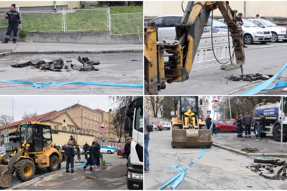 POTOK TEKAO U DELIGRADSKOJ, PUKLA CEV, MAŠINE SU NA TERENU, RAZBIJAJU ASFALT: Prvi snimci sa lica mesta! (VIDEO)