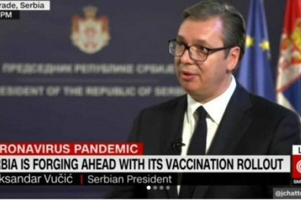 PREDSEDNIK VUČIĆ DAO INTERVJU ZA SI-EN-EN: Američka televizija hvali proces vakcinacije u Srbiji! (FOTO)