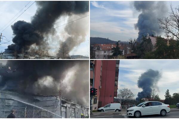 FOTO SA LICA MESTA! Gori skladište u Rakovici, vatrogasne ekipe na terenu, CRNI DIM KULJA iz objekta