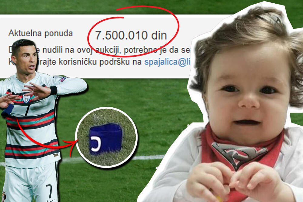 SEDAM I PO MILIONA DINARA ZA MALENOG GAVRILA: Završena licitacija Ronaldove KAPITENSKE TRAKE (FOTO)