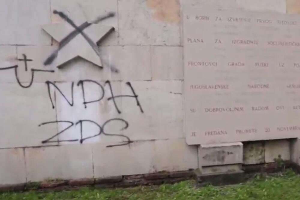USTAŠKIM SIMBOLIMA OSKRNAVLJEN ANTIFAŠISTIČKI SPOMENIK U RIJECI: Vandal uhapšen! (VIDEO)