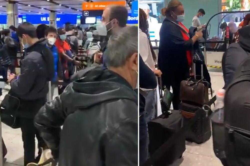 ŽENA PALA U NESVEST NA AERODROMU HITROU NAKON SEDAM SATI ČEKANJA: Ogromni redovi zbog rigoroznih mera! (VIDEO)