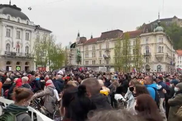 PROTESTI U LJUBLJANI! Demonstranti zapalili logorske vatre ispred Skupštine