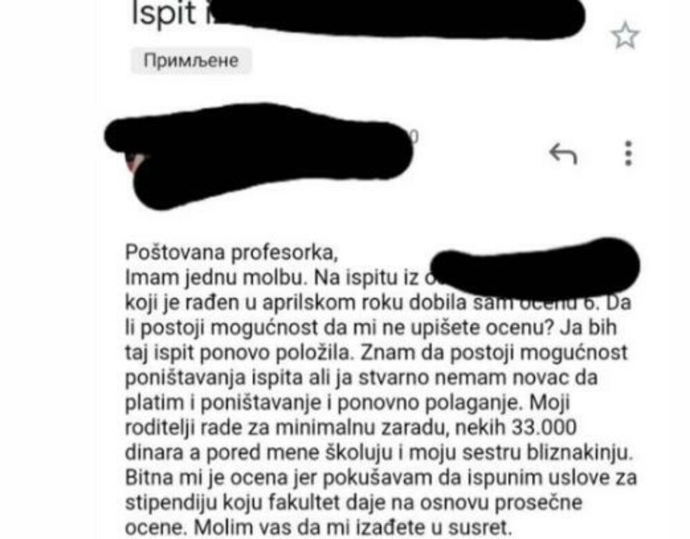 Mail profesorki