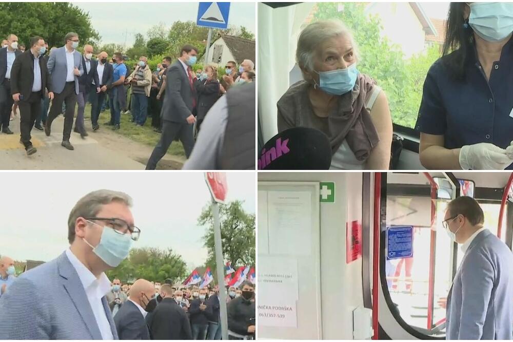 PREDSEDNIK RAZGOVARAO SA GRAĐANIMA KOJI SE VAKCINIŠU: Vučić obišao vakcinalne punktove u Obrenovcu i Ubu (VIDEO)