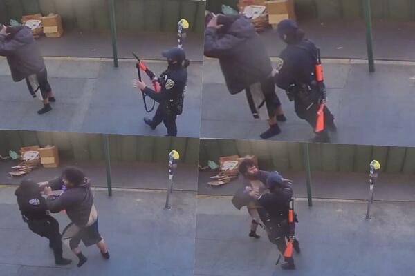 STRAVA I UŽAS U SAN FRANCISKU: Beskućnik pesnicama IZUDARAO policajku tokom hapšenja, jedva su je SPASILI! (VIDEO)
