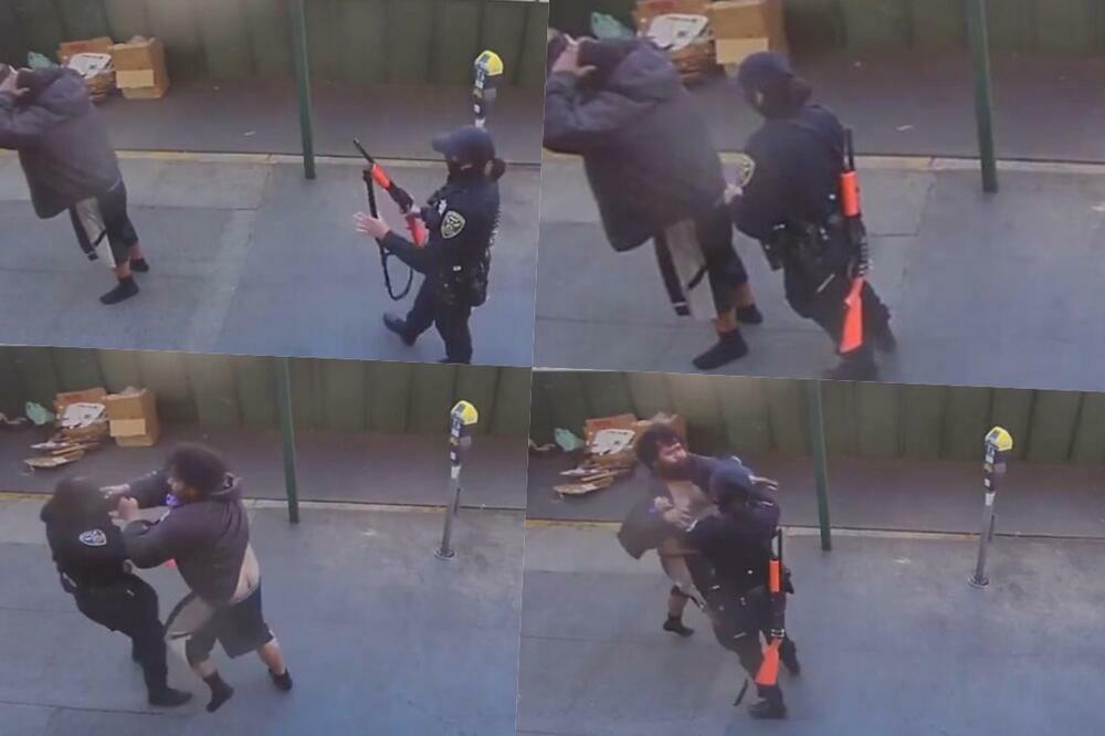 STRAVA I UŽAS U SAN FRANCISKU: Beskućnik pesnicama IZUDARAO policajku tokom hapšenja, jedva su je SPASILI! (VIDEO)