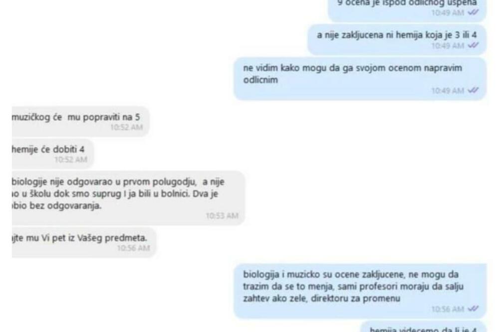 MOLIM VAS ZAKLJUČITE MU 5, PA POPRIČAJTE SA BIOLOGIČARKOM, RAČUNALI SMO NA TO: Skandalozne poruke majke učenika!