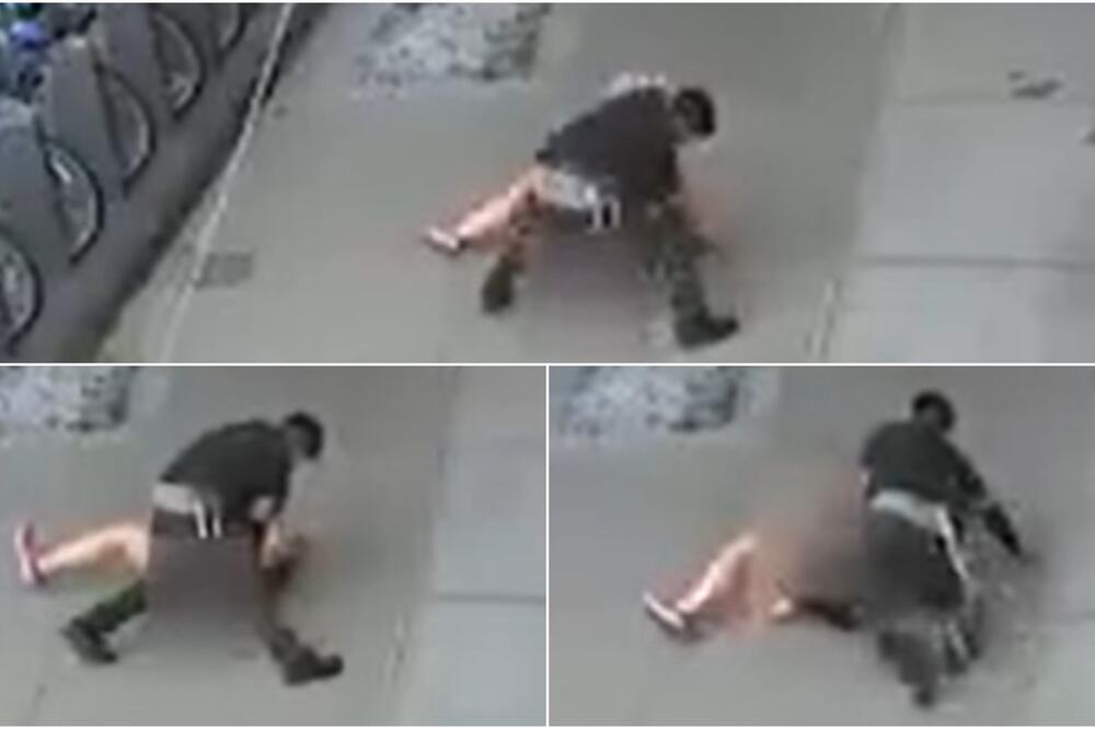 STRAVIČAN SNIMAK IZ NJUJORKA: Muškarac uhodio ženu, sustigao je i BACIO NA PLOČNIK! (VIDEO)